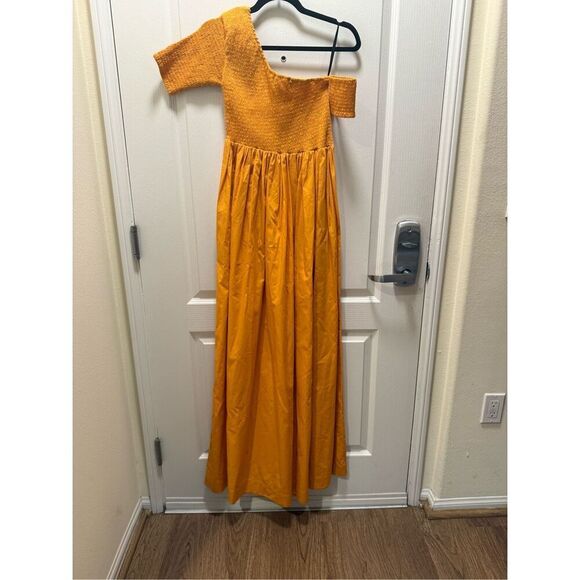 SWF Asymmetric Golden Yellow Maxi Dress vacation Wedding Guest size S NWOT - Picture 7 of 7